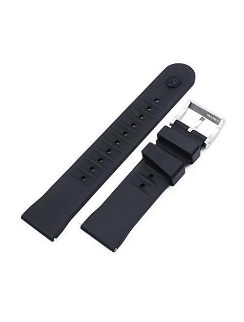 20mm FKM06 Black Waterproof Rubber Watch Band, Water and dust Proof