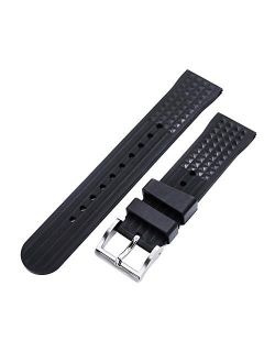 22mm FKM06 Black Waterproof Rubber Watch Band, Water and dust Proof