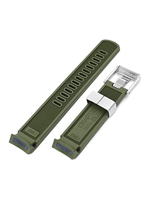 20mm Crafter Blue Rubber Watch Band Compatible with Seiko Sumo SBDC001, Military Green