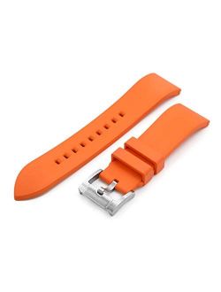 MiLTAT 22mm Quick Release FKM Orange Rubber Watch Band, Screw Buckle, Straight End