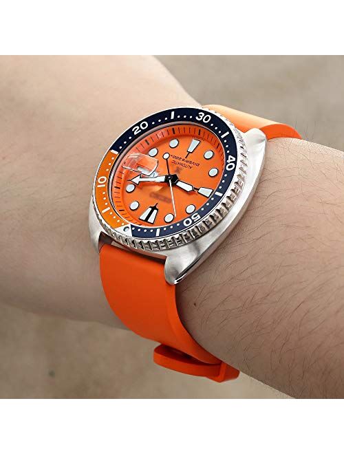 MiLTAT 22mm Quick Release FKM Orange Rubber Watch Band, Screw Buckle, Straight End