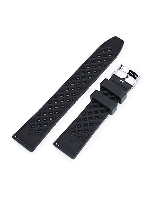 20mm Rhombus Black FKM Quick Release Rubber Watch Strap, Waterproof and dustproof