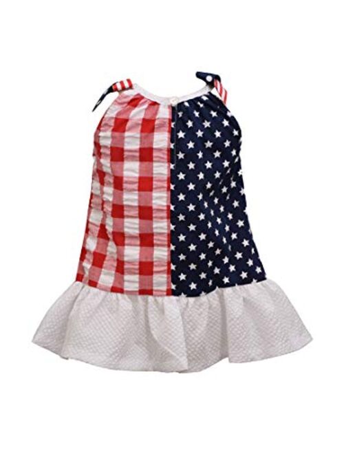 Bonnie Jean Girl's 4th of July Dress - Patriotic Stars and Stripes Flag Dress