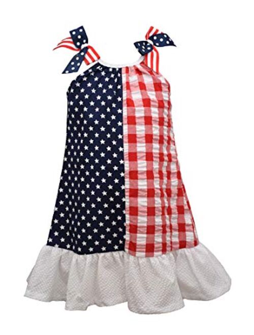 Bonnie Jean Girl's 4th of July Dress - Patriotic Stars and Stripes Flag Dress