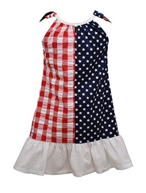 Bonnie Jean Girl's 4th of July Dress - Patriotic Stars and Stripes Flag Dress