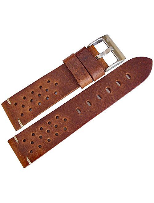 ColaReb 20mm Racing Brown Leather Watch Strap