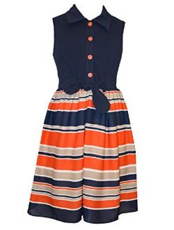 Navy Colorblock Chiffon Hanky Hem Uniforms Dress