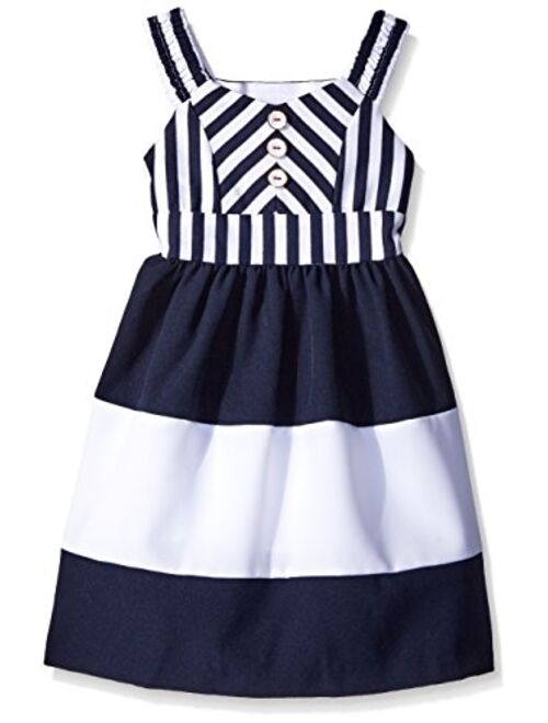 Bonnie Jean Girls' Little Mitered Stripe to Poplin Skirt Dress