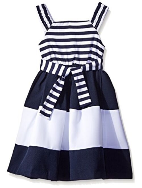 Bonnie Jean Girls' Little Mitered Stripe to Poplin Skirt Dress