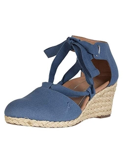 Women's Aruba Kaitlyn Lace-up Wedge - Ladies Espadrille Wedges with Concealed Orthotic Arch Support