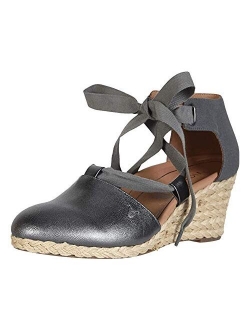 Women's Aruba Kaitlyn Lace-up Wedge - Ladies Espadrille Wedges with Concealed Orthotic Arch Support