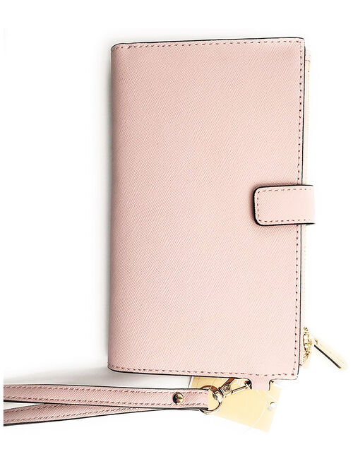 Michael Kors Jet Set Travel Double Zip Saffiano Leather Wristlet Wallet (Blossom