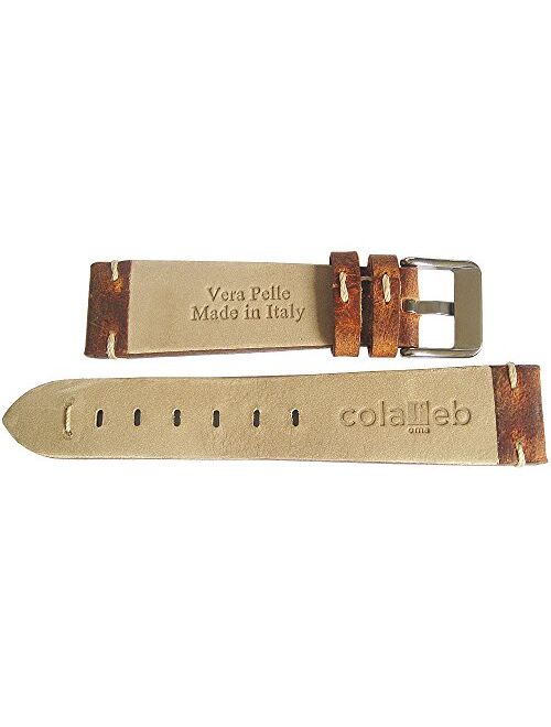 ColaReb 20mm Firenze Rust Brown Leather Quick Release Watch Strap