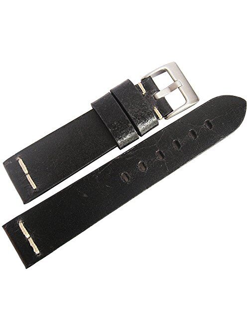 ColaReb 22mm Roma Black Leather Watch Strap