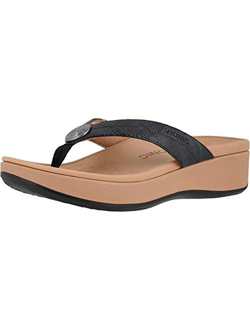 Vionic Women's Pacific Pilar Toe-Post Sandals - Ladies Platform Flip Flops with Concealed Orthotic Arch Support