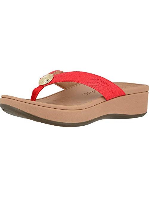 Vionic Women's Pacific Pilar Toe-Post Sandals - Ladies Platform Flip Flops with Concealed Orthotic Arch Support