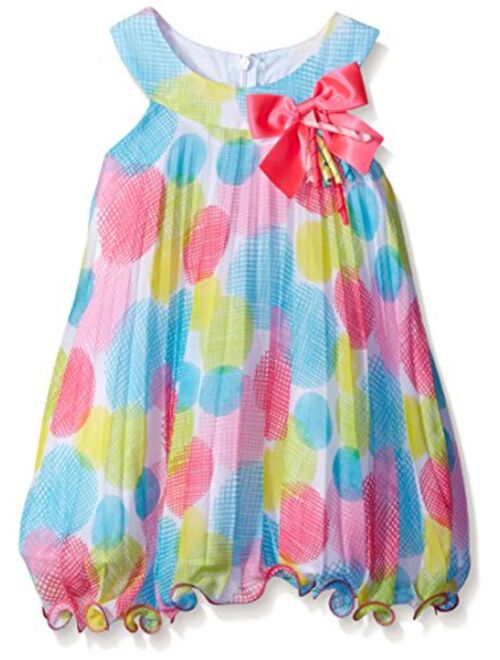 Bonnie Jean Girls' Multi Dot Chiffon Crystal Pleat Dress