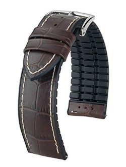 Hirsch George Embossed Calf Leather Watch Strap - 20mm, 22mm, 24mm - Length - Attachment Width / Buckle Width - Quick Release Performance Watch Band