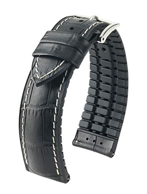 Hirsch George Embossed Calf Leather Watch Strap - 20mm, 22mm, 24mm - Length - Attachment Width / Buckle Width - Quick Release Performance Watch Band