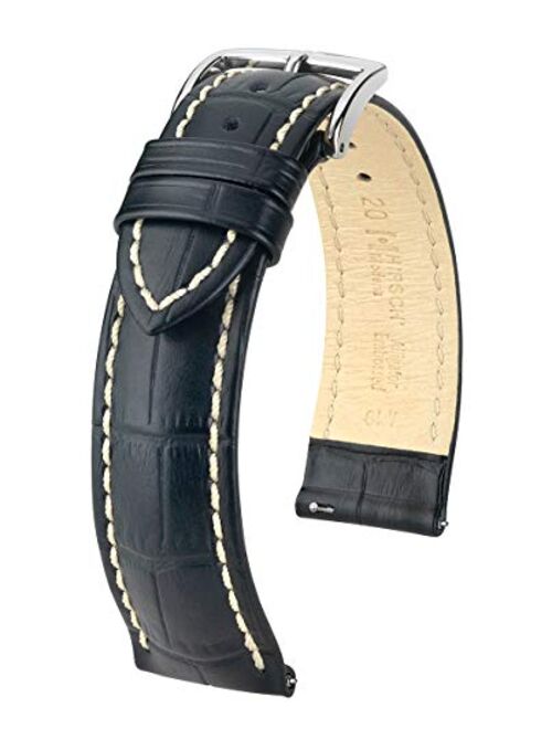 Hirsch Modena Alligator Embossed Calf Leather Watch Strap - 18mm, 19mm, 20mm, 22mm, 24mm - Length - Attachment Width / Buckle Width - Quick Release Watch Band