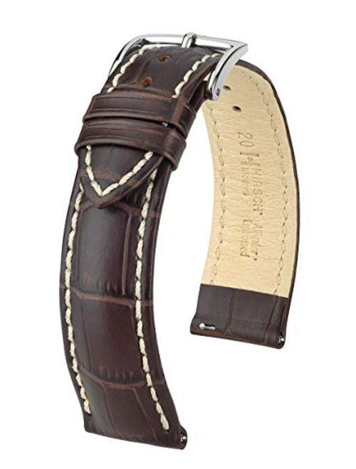 Hirsch Modena Alligator Embossed Calf Leather Watch Strap - 18mm, 19mm, 20mm, 22mm, 24mm - Length - Attachment Width / Buckle Width - Quick Release Watch Band