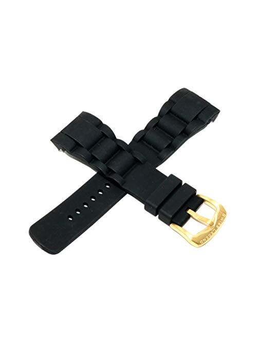 Buy Swiss Legend 29mm Black Silicone Watch Strap Band With Gold Stainless Buckle Fits 47mm 0727