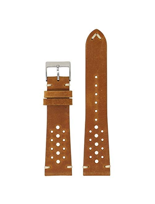 DASSARI Distressed Leather Rally Quick Release Watch Band Strap with Road Worn Finish - Choose Your Color - 18mm 19mm 20mm 21mm 22mm