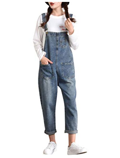 Yimoon Women's Relaxed Fit Baggy Denim Jean Overalls