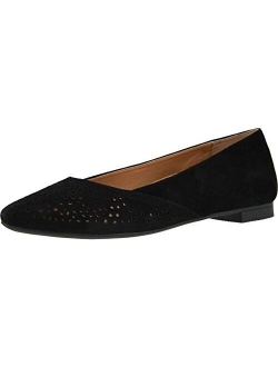 Women's Gem Carmela Perforated Detail Pointed Toe Flats - Ladies Flat Shoes with Concealed Orthotic Arch Support