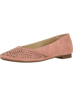 Women's Gem Carmela Perforated Detail Pointed Toe Flats - Ladies Flat Shoes with Concealed Orthotic Arch Support