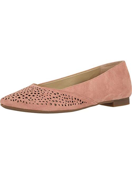 Vionic Women's Gem Carmela Perforated Detail Pointed Toe Flats - Ladies Flat Shoes with Concealed Orthotic Arch Support