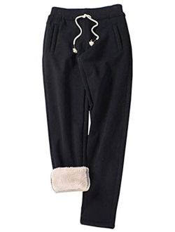 Yimoon Women's Fleece Sweatpants Winter Sherpa Lined Casual Jogger Pants