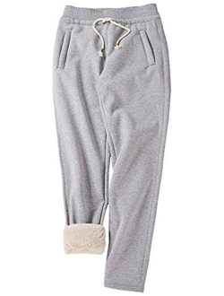 Yimoon Women's Fleece Sweatpants Winter Sherpa Lined Casual Jogger Pants