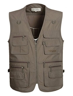 Yimoon Men's Travel Safari Vest Summer Outdoor Pockets Photo Utility Fishing Vest