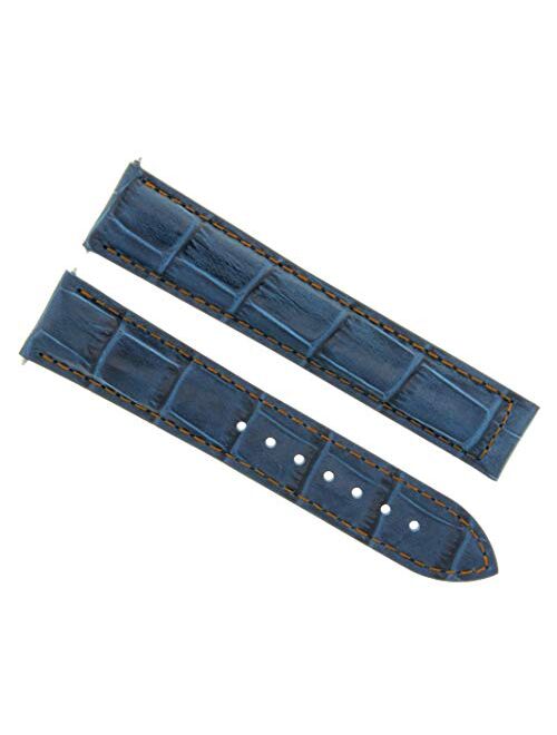 22mm Leather Strap Band Compatible with 43mm Maurice Lacroix Pontos Blue Orange Stitch