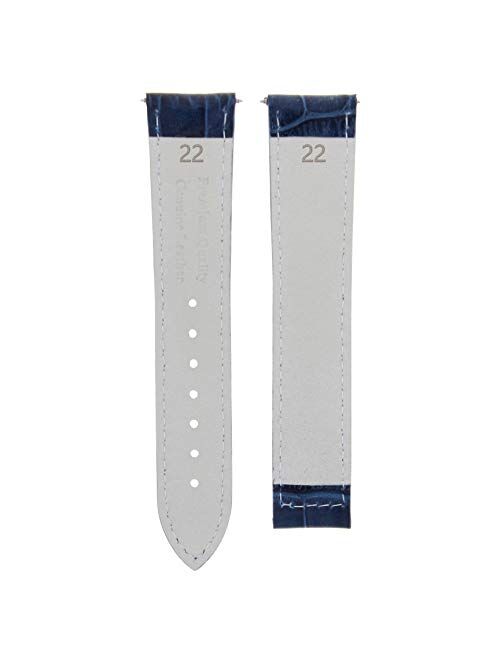 22mm Leather Strap Band Compatible with 43mm Maurice Lacroix Pontos Blue Orange Stitch