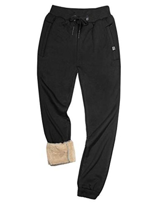 Yimoon Men’s Winter Sherpa Lined Sweatpants Active Running Jogger Pants