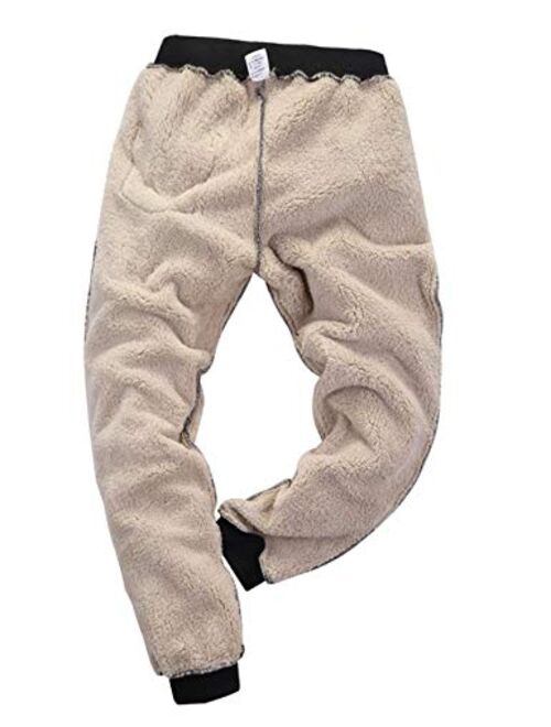 Yimoon Men’s Winter Sherpa Lined Sweatpants Active Running Jogger Pants