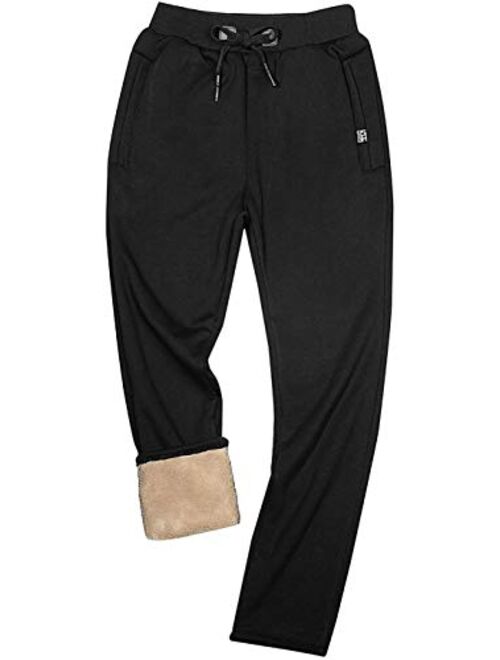 Yimoon Men’s Winter Sherpa Lined Sweatpants Active Running Jogger Pants