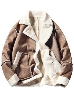 Yimoon Men's Faux Suede Shearling Coats Sherpa Lined Jackets