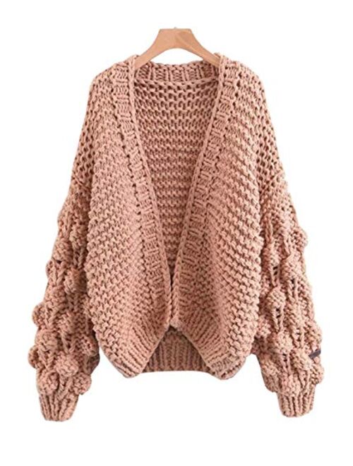 Yimoon Women's Lantern Sleeve Open Front Warm Chunky Cardigan