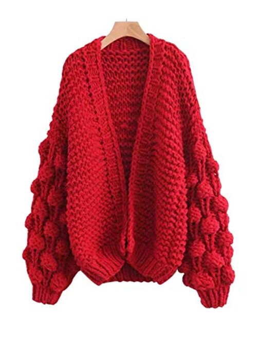 Yimoon Women's Lantern Sleeve Open Front Warm Chunky Cardigan