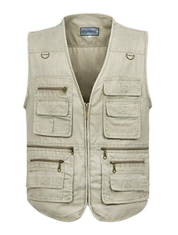 Yimoon Men's Outdoor Multi-Pocket Safari Fishing Denim Travel Vest