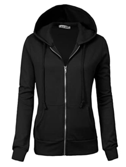 OLLIE ARNES Women's Thermal Long Hoodie Zip Up Jacket Sweater Tops