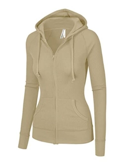 OLLIE ARNES Women's Thermal Long Hoodie Zip Up Jacket Sweater Tops