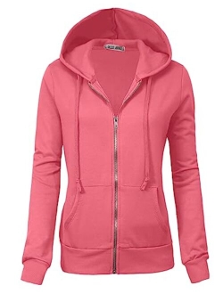 OLLIE ARNES Women's Thermal Long Hoodie Zip Up Jacket Sweater Tops