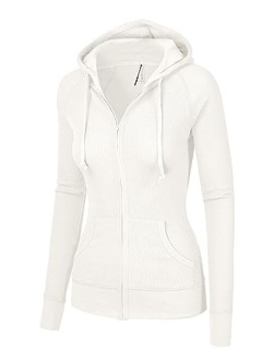 OLLIE ARNES Women's Thermal Long Hoodie Zip Up Jacket Sweater Tops