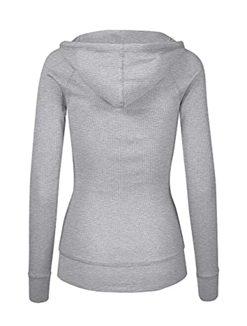 OLLIE ARNES Women's Thermal Long Hoodie Zip Up Jacket Sweater Tops