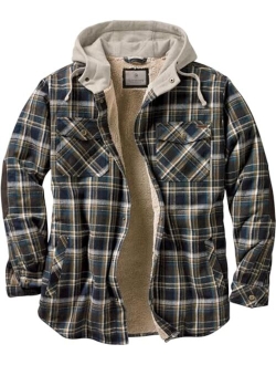 Men's Camp Night Berber Lined Hooded Flannel Shirt Jacket