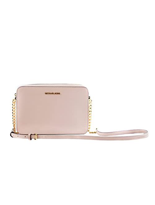 Michael Kors Jet Set Large East West Saffiano Leather Crossbody Bag Handbag (Powder Blush)